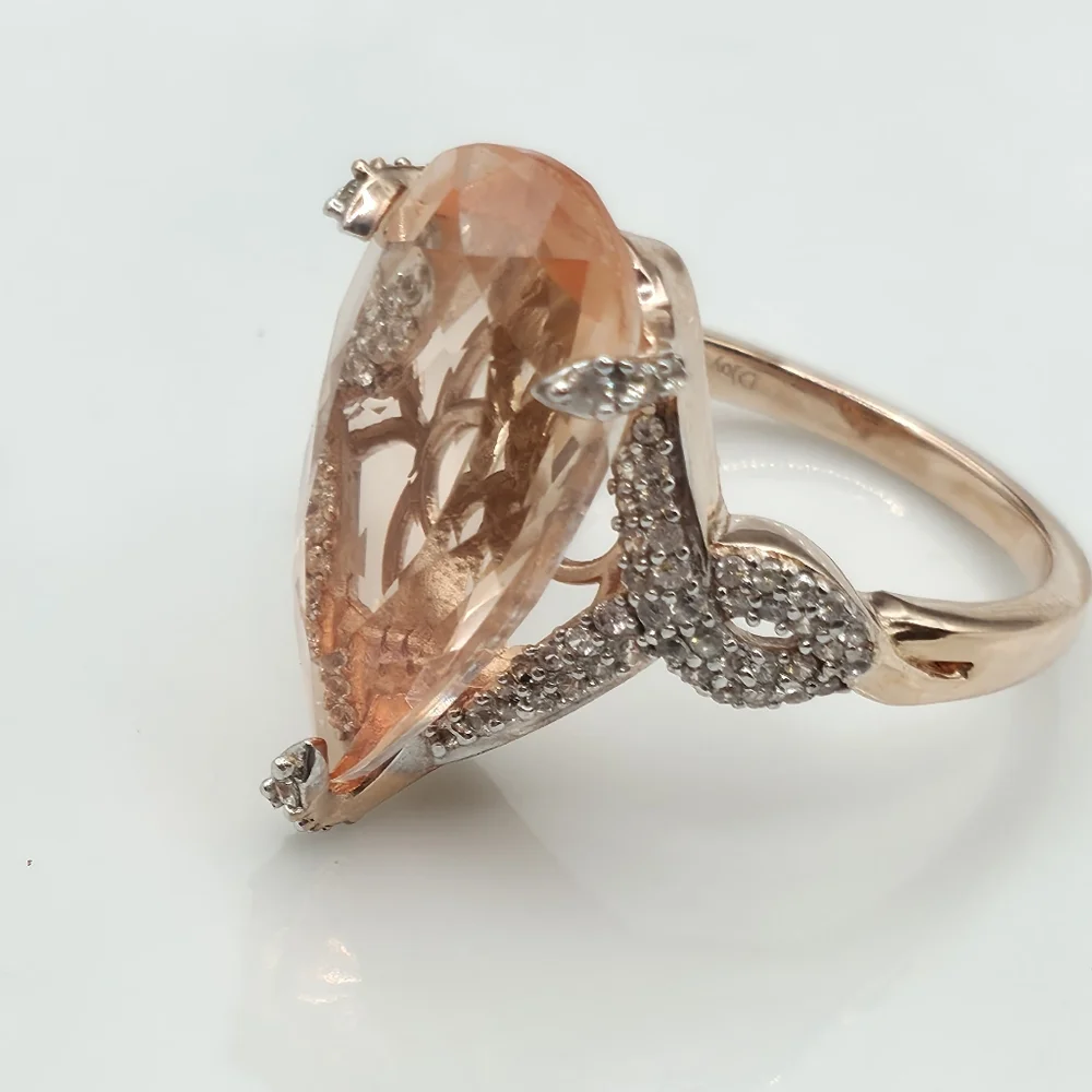 Morganique Quartz Ring in Vermeil Rose Gold Over Sterling Silver - Picture 3 of 10